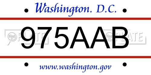 975AAB District Of Columbia License Plate