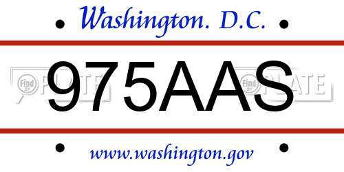 975AAS District Of Columbia License Plate