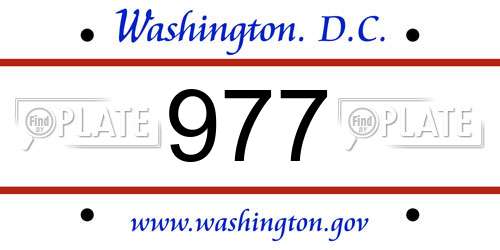 977 District Of Columbia License Plate