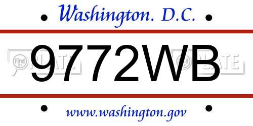 9772WB District Of Columbia License Plate