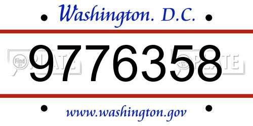 9776358 District Of Columbia License Plate