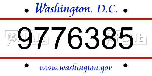 9776385 District Of Columbia License Plate