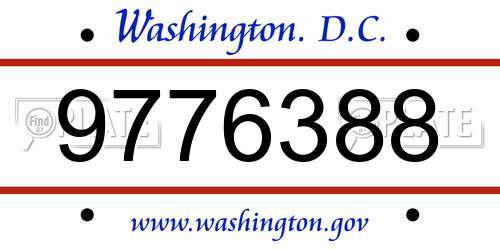 9776388 District Of Columbia License Plate