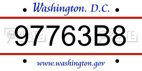 97763B8 District Of Columbia License Plate