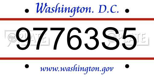 97763S5 District Of Columbia License Plate
