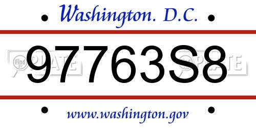 97763S8 District Of Columbia License Plate