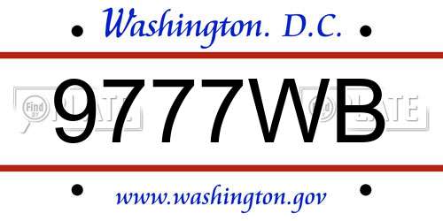 9777WB District Of Columbia License Plate