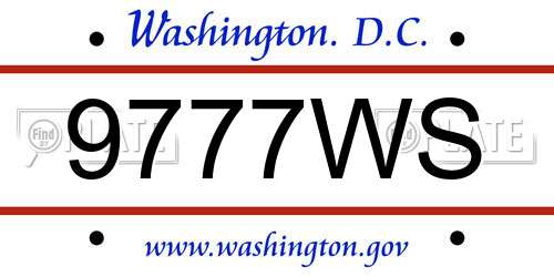 9777WS District Of Columbia License Plate