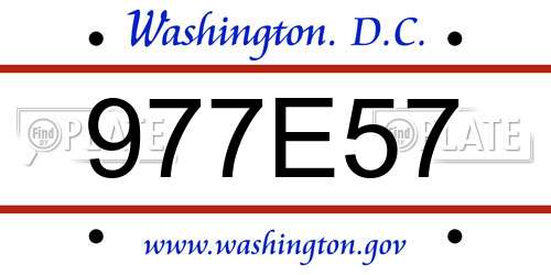 977E57 District Of Columbia License Plate