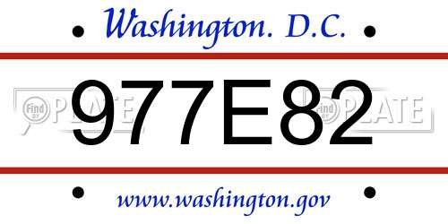 977E82 District Of Columbia License Plate