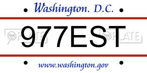 977EST District Of Columbia License Plate