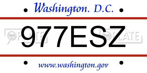 977ESZ District Of Columbia License Plate