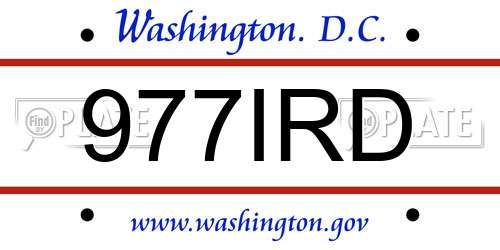 977IRD District Of Columbia License Plate