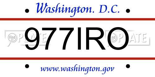 977IRO District Of Columbia License Plate