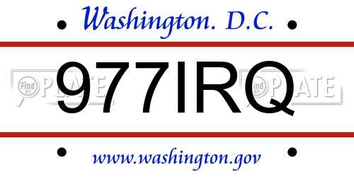 977IRQ District Of Columbia License Plate