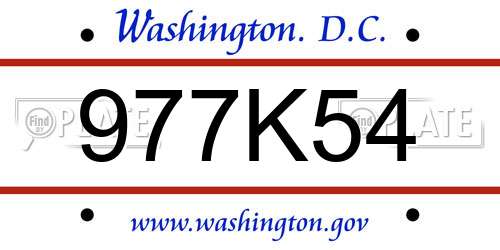 977K54 District Of Columbia License Plate