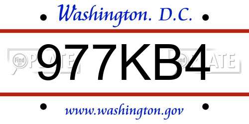977KB4 District Of Columbia License Plate