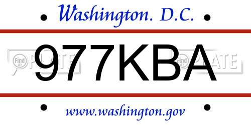 977KBA District Of Columbia License Plate