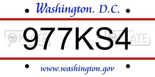 977KS4 District Of Columbia License Plate
