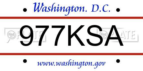 977KSA District Of Columbia License Plate