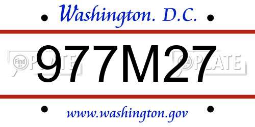 977M27 District Of Columbia License Plate