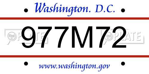 977M72 District Of Columbia License Plate