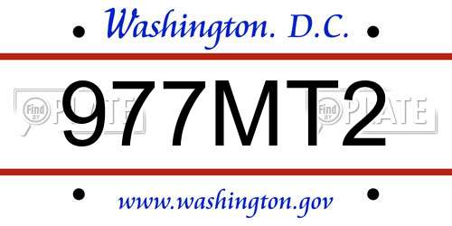 977MT2 District Of Columbia License Plate