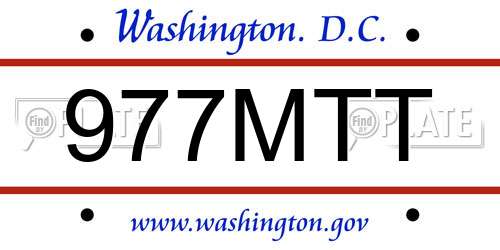 977MTT District Of Columbia License Plate