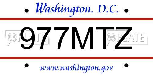 977MTZ District Of Columbia License Plate