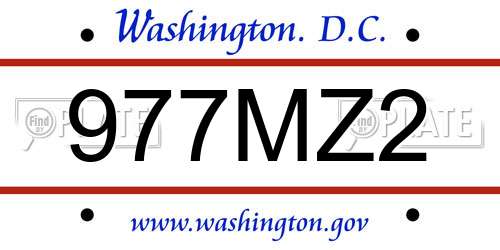 977MZ2 District Of Columbia License Plate