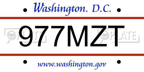 977MZT District Of Columbia License Plate