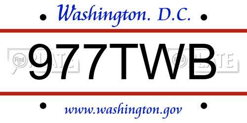 977TWB District Of Columbia License Plate