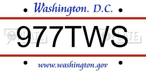 977TWS District Of Columbia License Plate