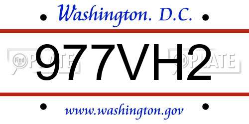 977VH2 District Of Columbia License Plate