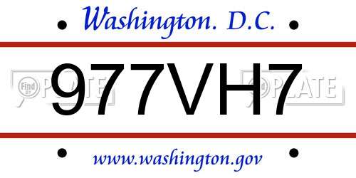 977VH7 District Of Columbia License Plate