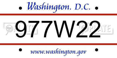 977W22 District Of Columbia License Plate