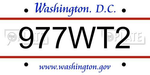 977WT2 District Of Columbia License Plate