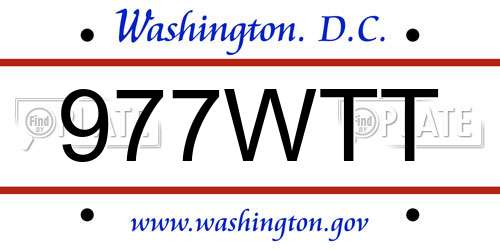 977WTT District Of Columbia License Plate