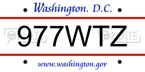 977WTZ District Of Columbia License Plate