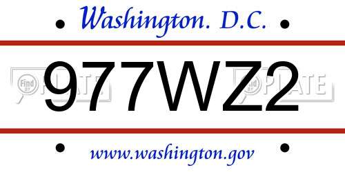 977WZ2 District Of Columbia License Plate