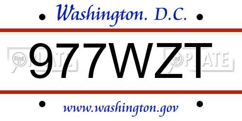 977WZT District Of Columbia License Plate