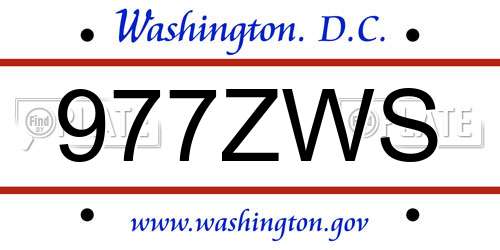 977ZWS District Of Columbia License Plate