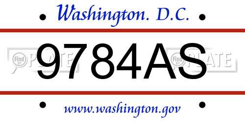 9784AS District Of Columbia License Plate