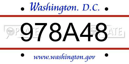 978A48 District Of Columbia License Plate