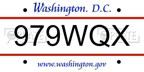 979WQX District Of Columbia License Plate