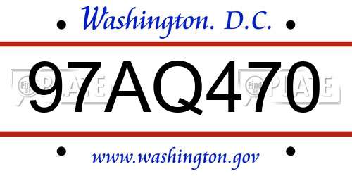 97AQ470 District Of Columbia License Plate