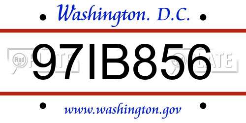 97IB856 District Of Columbia License Plate