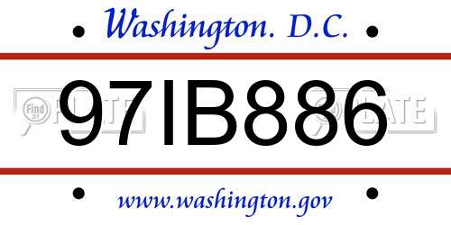 97IB886 District Of Columbia License Plate