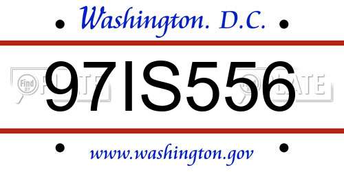 97IS556 District Of Columbia License Plate