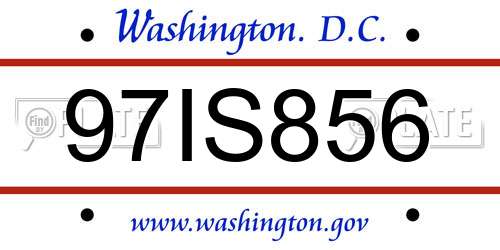 97IS856 District Of Columbia License Plate